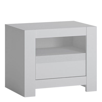 FTG Novi 1 Drawer Bedside Table in Alpine White