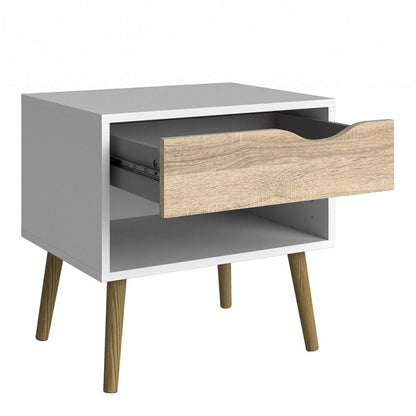 FTG Oslo Bedside 1 Drawer in White and Oak