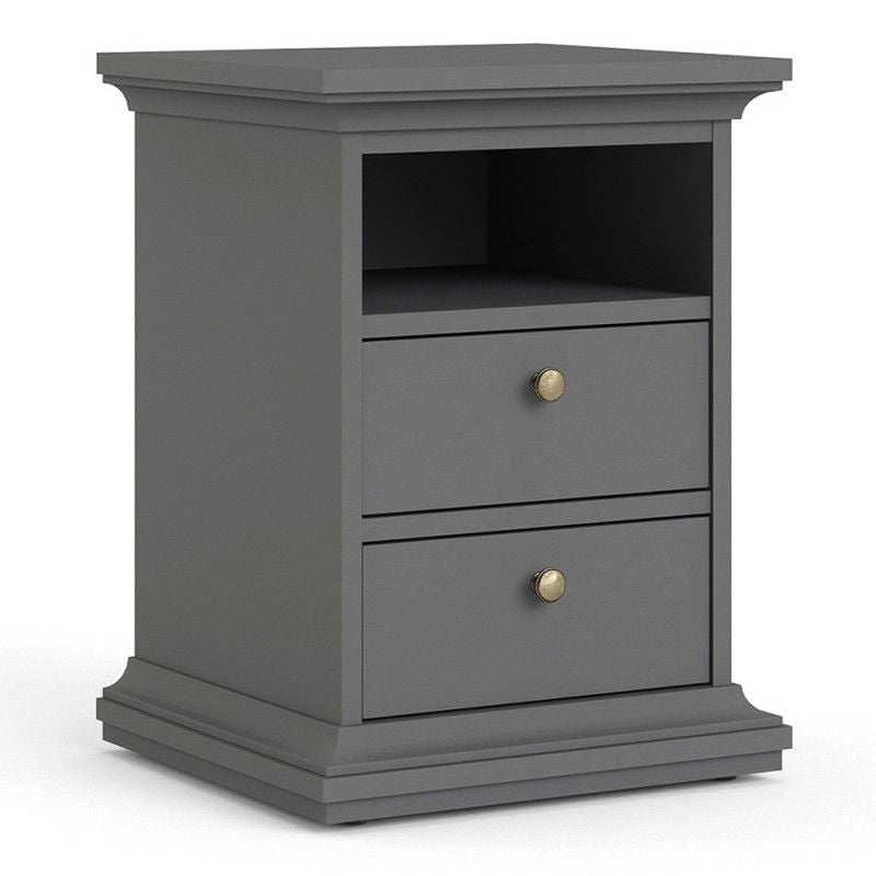 FTG Paris Bedside 2 Drawers in Matt Grey