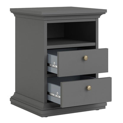 FTG Paris Bedside 2 Drawers in Matt Grey