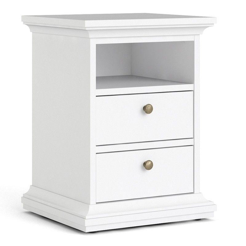 FTG Paris Bedside 2 Drawers in White