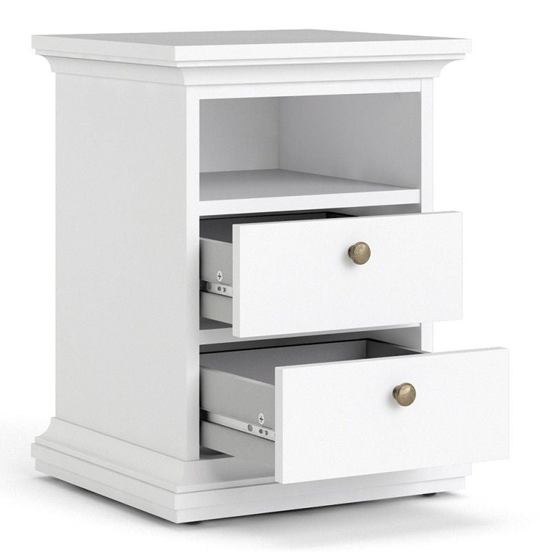 FTG Paris Bedside 2 Drawers in White