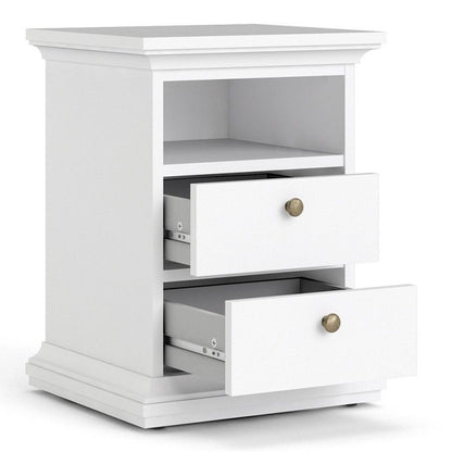 FTG Paris Bedside 2 Drawers in White