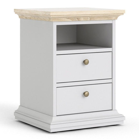 FTG Paris Bedside 2 Drawers in White and Oak