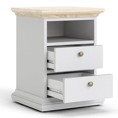 FTG Paris Bedside 2 Drawers in White and Oak