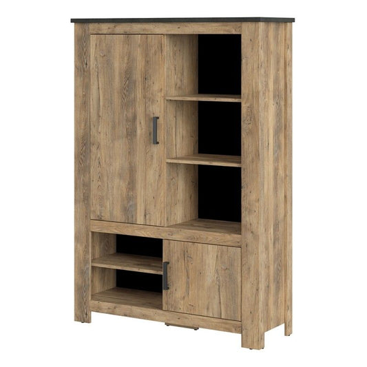 FTG Rapallo 2 door 5 shelves cabinet in Chestnut and Matera Grey