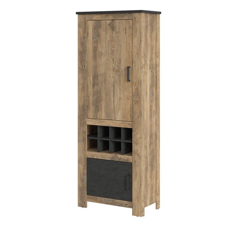 FTG Rapallo 2 door cabinet with wine rack in Chestnut and Matera Grey