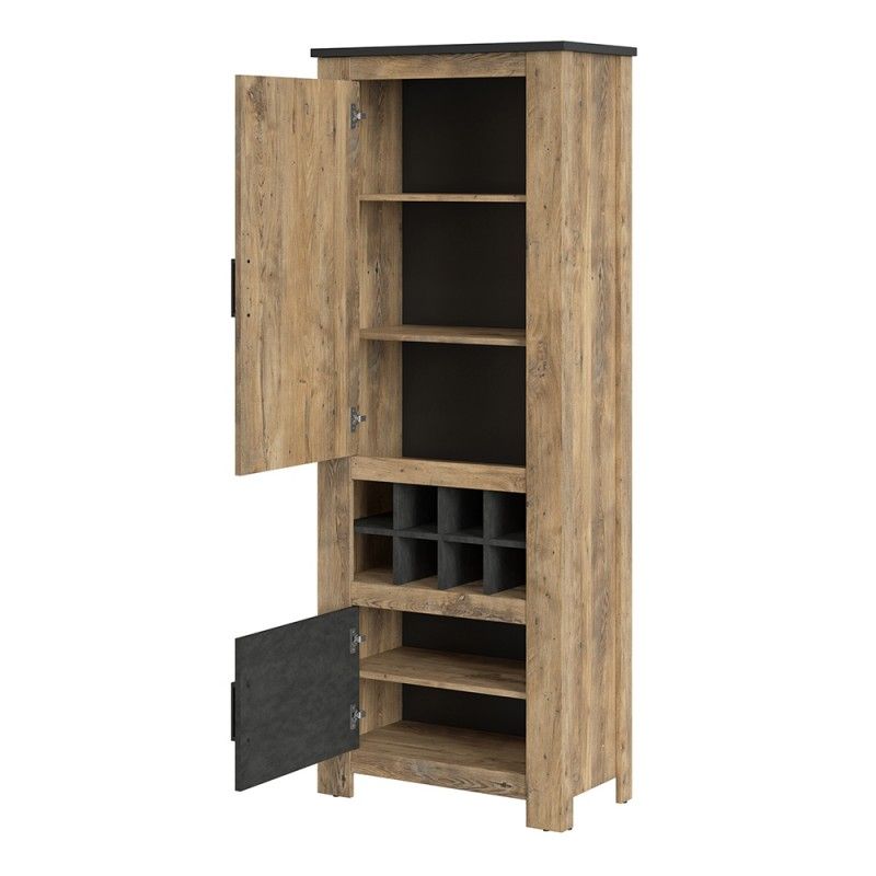 FTG Rapallo 2 door cabinet with wine rack in Chestnut and Matera Grey