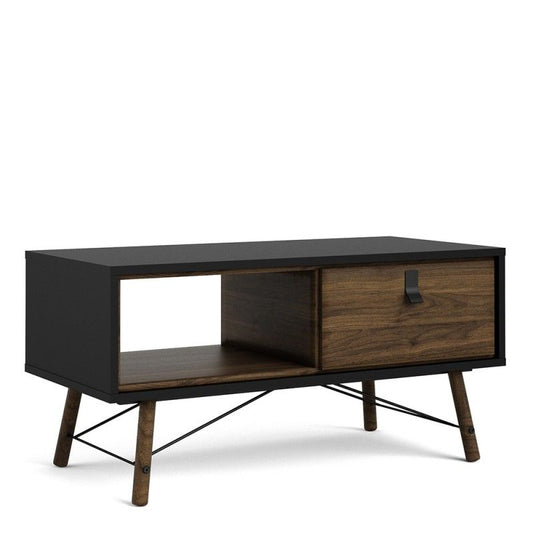 FTG Ry Coffee table with 1 drawer in Matt Black Walnut