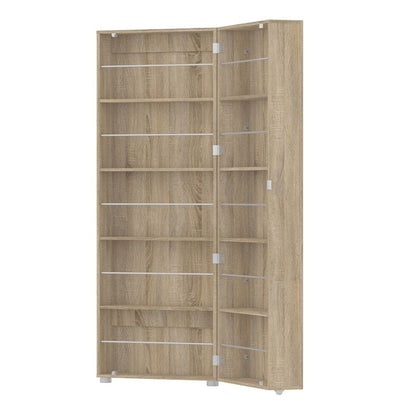 FTG Shoes Shoe Cabinet 1 Door w/ Mirror in Oak