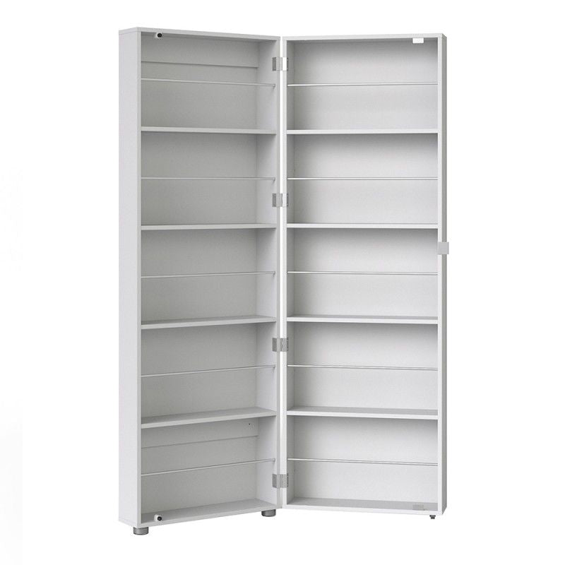 FTG Shoes Shoe Cabinet 1 Door w/ Mirror in White