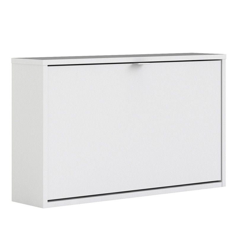 FTG Shoes Shoe cabinet w. 1 tilting door and 1 layer Plain White