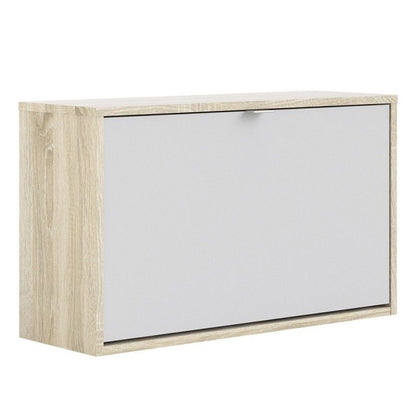 FTG Shoes Shoe cabinet 1 tilting door and 2 layers Oak White