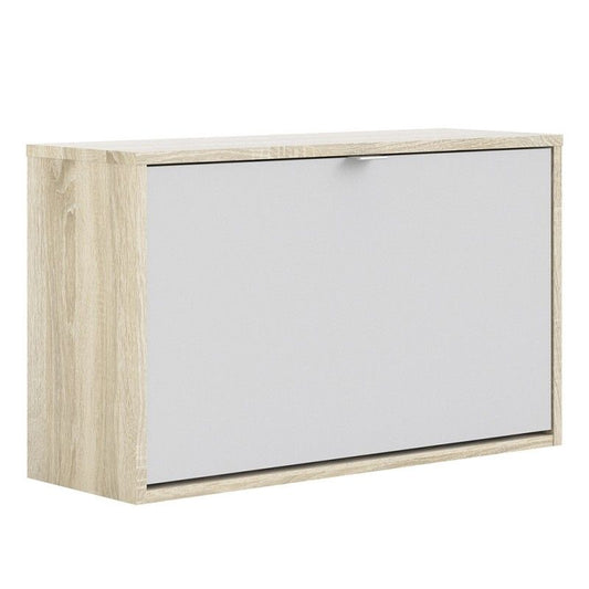 FTG Shoes Shoe cabinet w. 1 tilting door and 2 layers Oak White