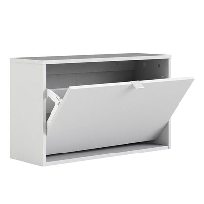 FTG Shoes Shoe cabinet with 1 tilting door and 2 layers Plain White