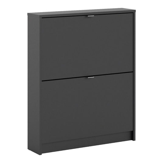 FTG Shoes Shoe cabinet w. 2 tilting doors and 1 layer Black