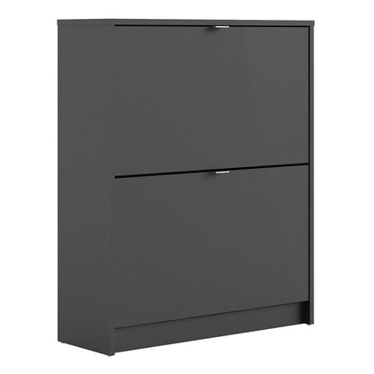 FTG Shoes Shoe cabinet w. 2 tilting doors and 2 layers Black