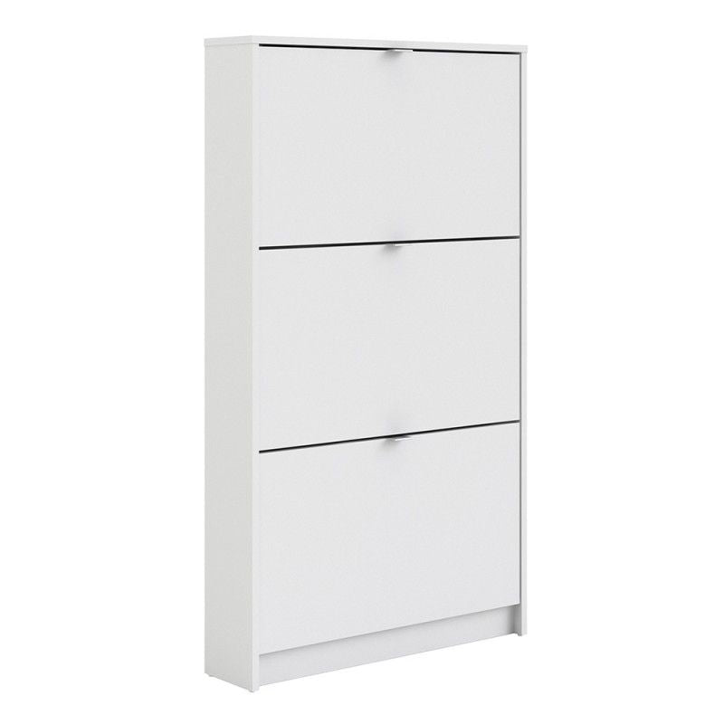 FTG Shoes Shoe cabinet with 3 tilting doors and 1 layer Plain White