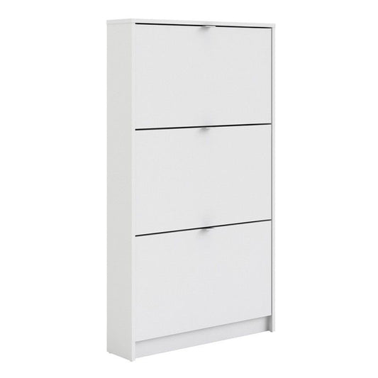 FTG Shoes Shoe cabinet with 3 tilting doors and 1 layer Plain White