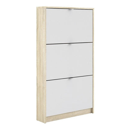 FTG Shoes Shoe cabinet 3 tilting doors and 1 layer White Oak