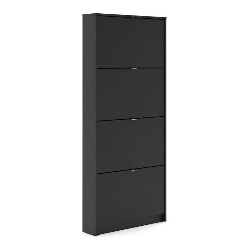 FTG Shoes Shoe cabinet w. 4 tilting doors and 1 layer Black