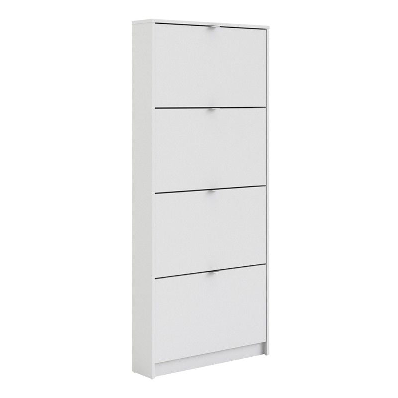 FTG Shoes Shoe cabinet w. 4 tilting doors and 1 layer Plain White