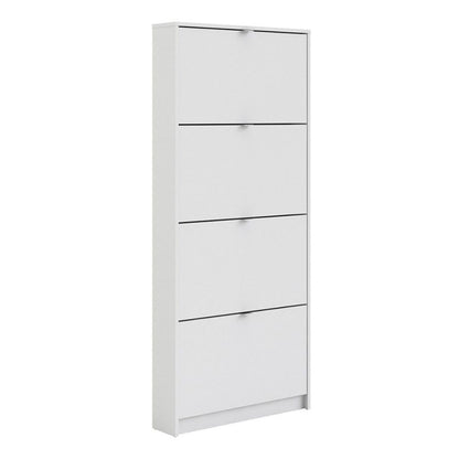 FTG Shoes Shoe cabinet w. 4 tilting doors and 1 layer Plain White