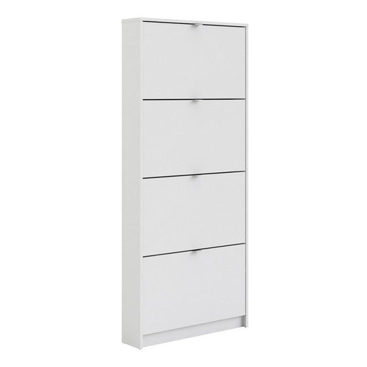 FTG Shoes Shoe cabinet w. 4 tilting doors and 1 layer Plain White