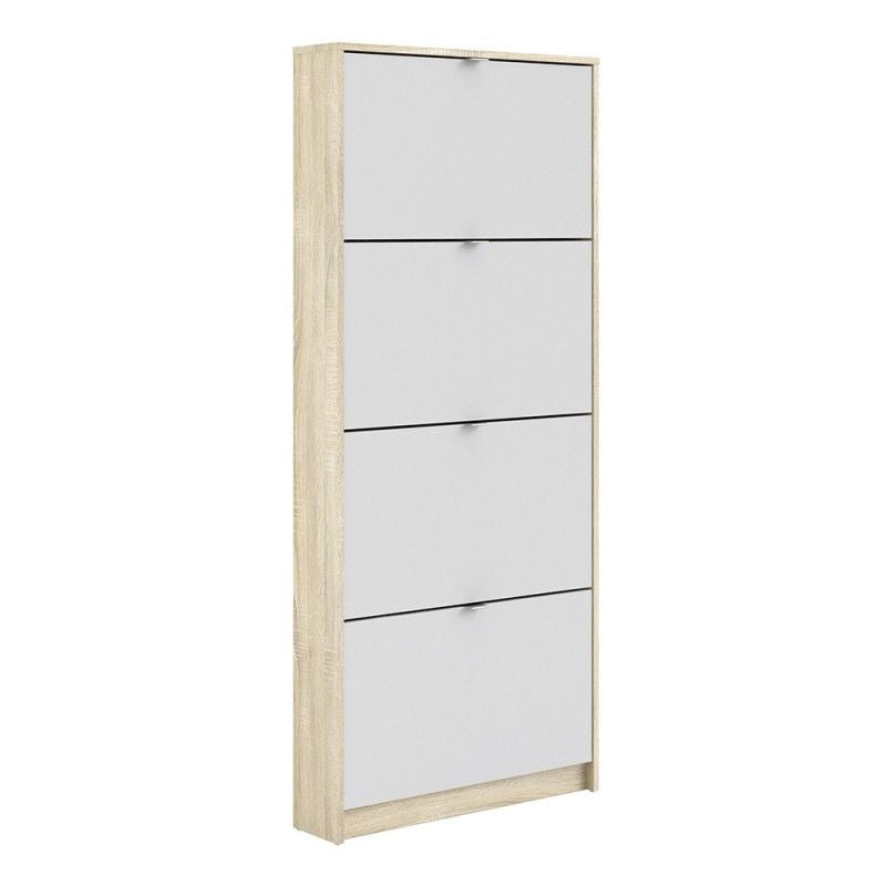 FTG Shoes Shoe cabinet w. 4 tilting doors and 1 layer White Oak