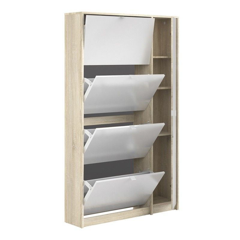 FTG Shoes Shoe cabinet w. 4 tilting doors and 2 layers + 1 mirror door