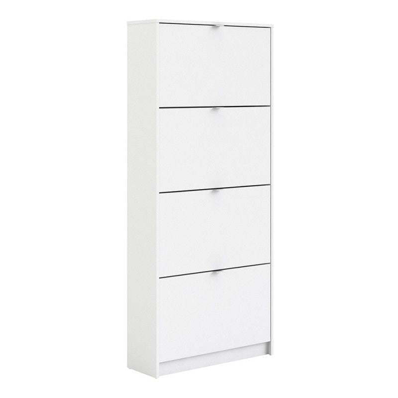 FTG Shoes Shoe cabinet w. 4 tilting doors and 2 layers Plain White