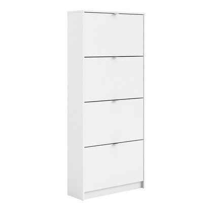 FTG Shoes Shoe cabinet w. 4 tilting doors and 2 layers Plain White