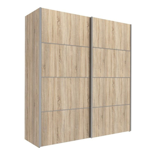 Verona Sliding Door Wardrobe 180cm in Oak with Oak Doors with 2 Shelves