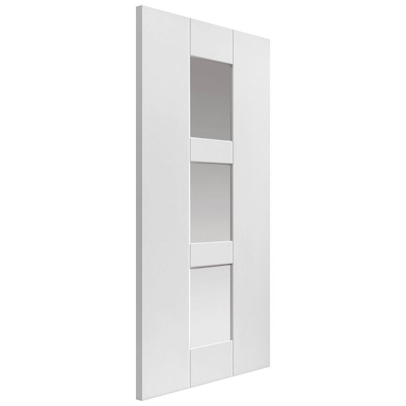 Internal White Primed Geo Clear Glazed Shaker Door