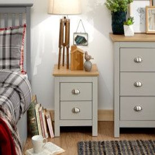 Lancaster 2 Drawer Bedside Cabinet In Grey