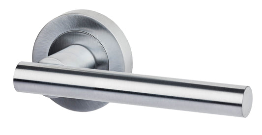 Hyperion Lever On Rose Satin Chrome Door Handle Pack