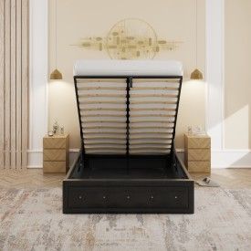 Hollywood Ottoman Bed 135cm Black