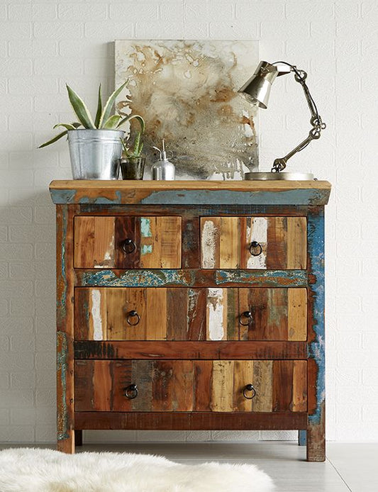 Indian Hub Coastal Reclaimed 4 Drawer Chest