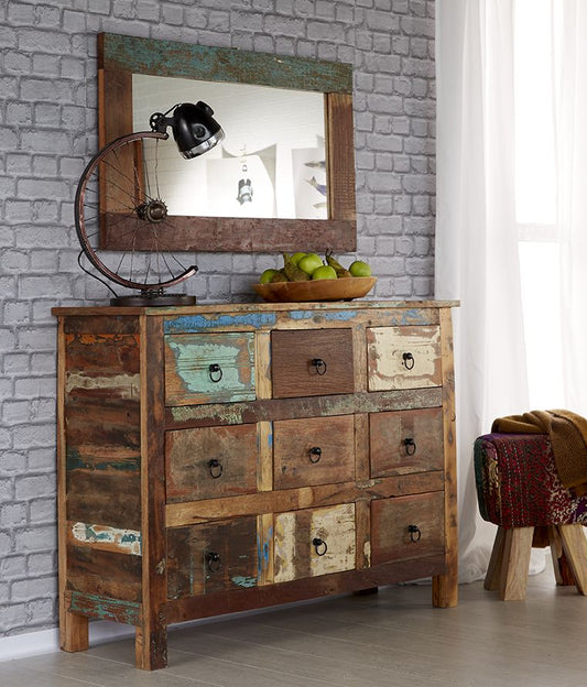 Indian Hub Coastal Reclaimed 9 Drawer Chest