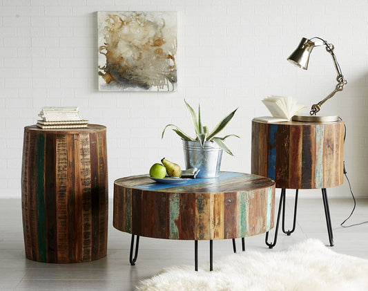 Indian Hub Coastal Reclaimed Drum Coffee Table