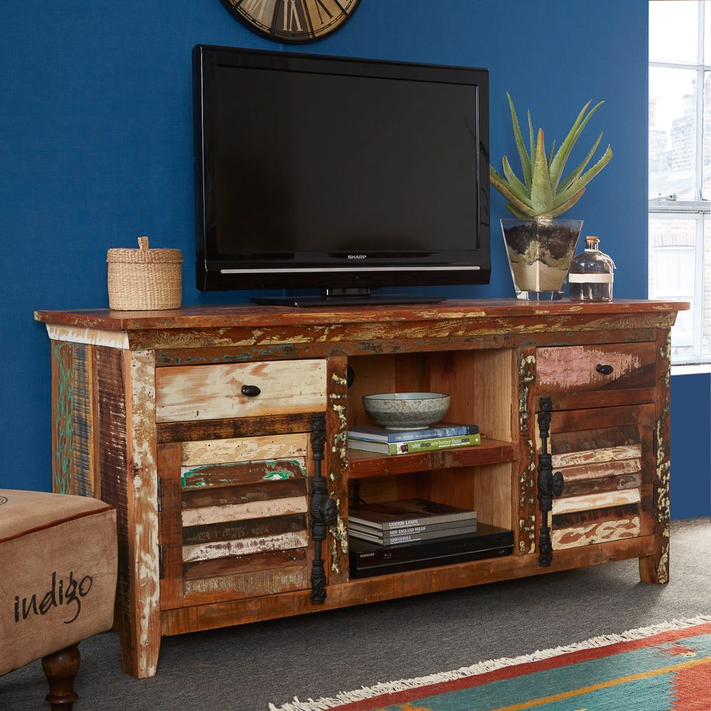 Indian Hub Coastal Reclaimed Large TV Media Credenza