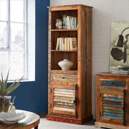 Indian Hub Coastal Reclaimed Narrow Bookcase