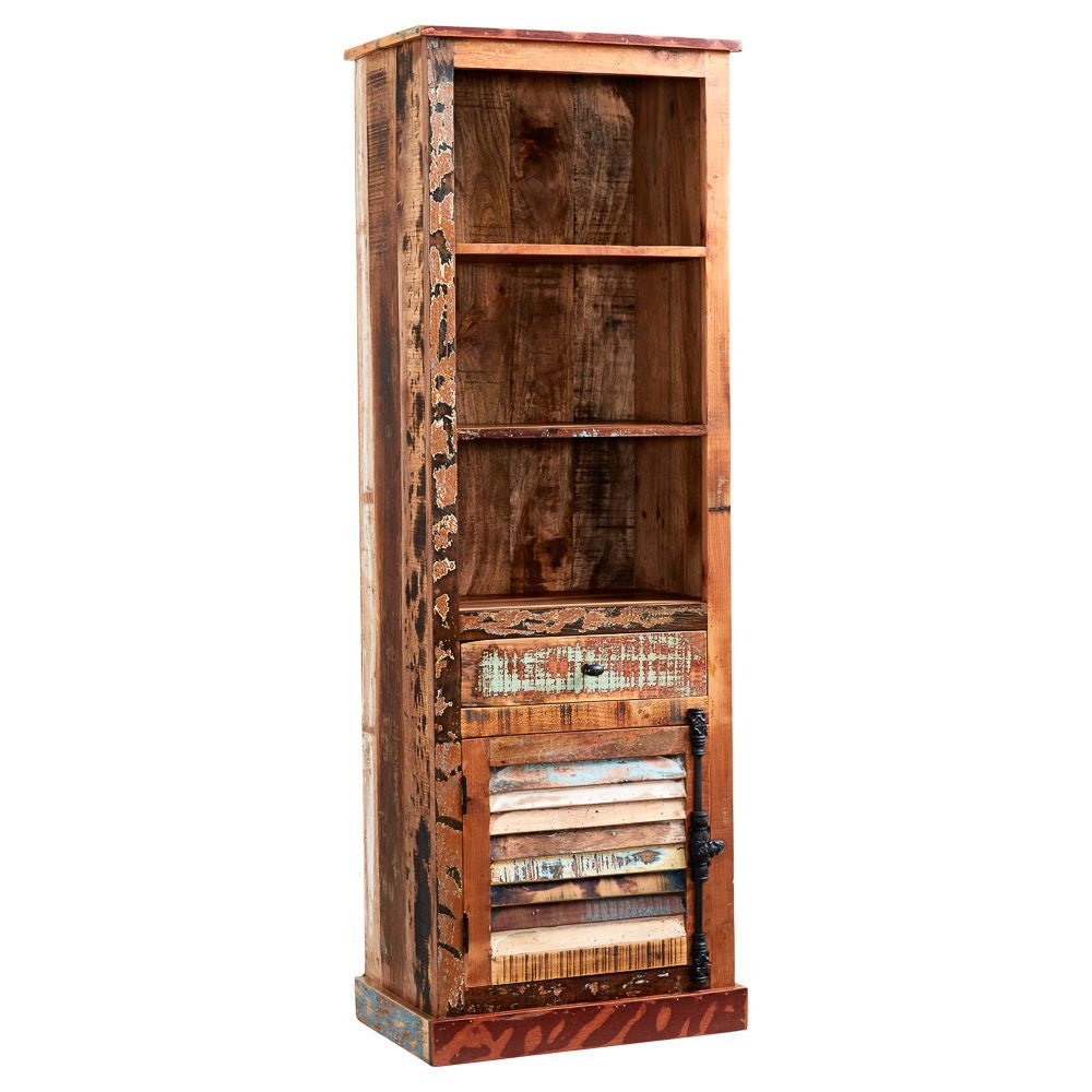 Indian Hub Coastal Reclaimed Narrow Bookcase