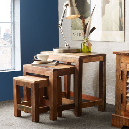 Indian Hub Coastal Reclaimed Nest of 3 Tables