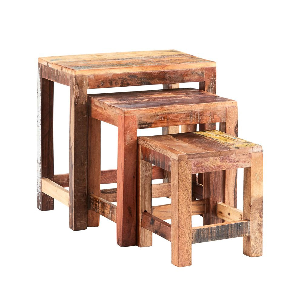 Indian Hub Coastal Reclaimed Nest of 3 Tables