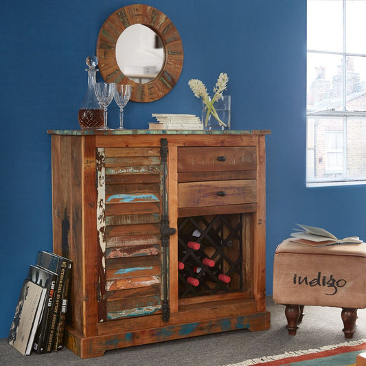 Indian Hub Coastal Reclaimed Wine Rack Sideboard