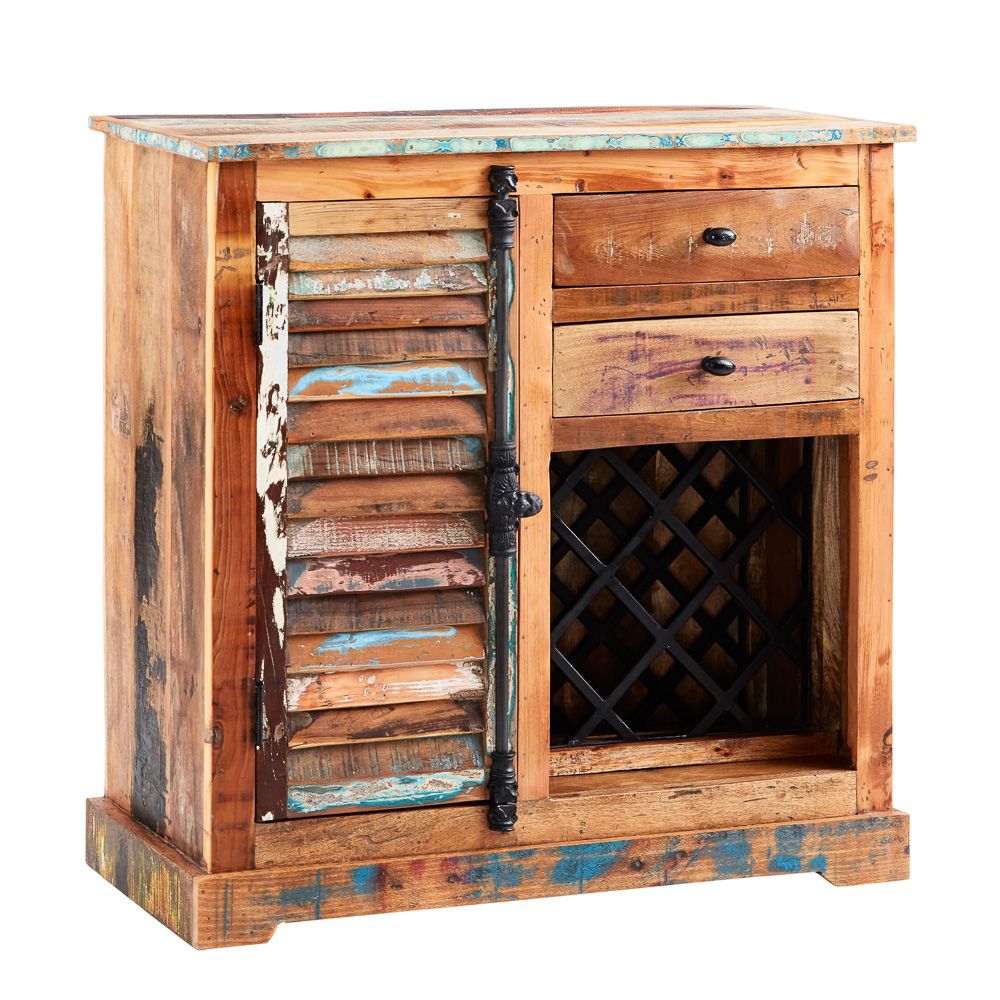 Indian Hub Coastal Reclaimed Wine Rack Sideboard