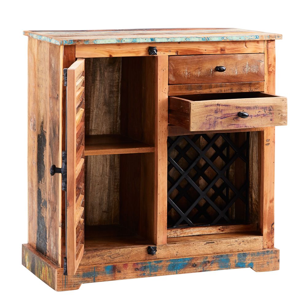 Indian Hub Coastal Reclaimed Wine Rack Sideboard