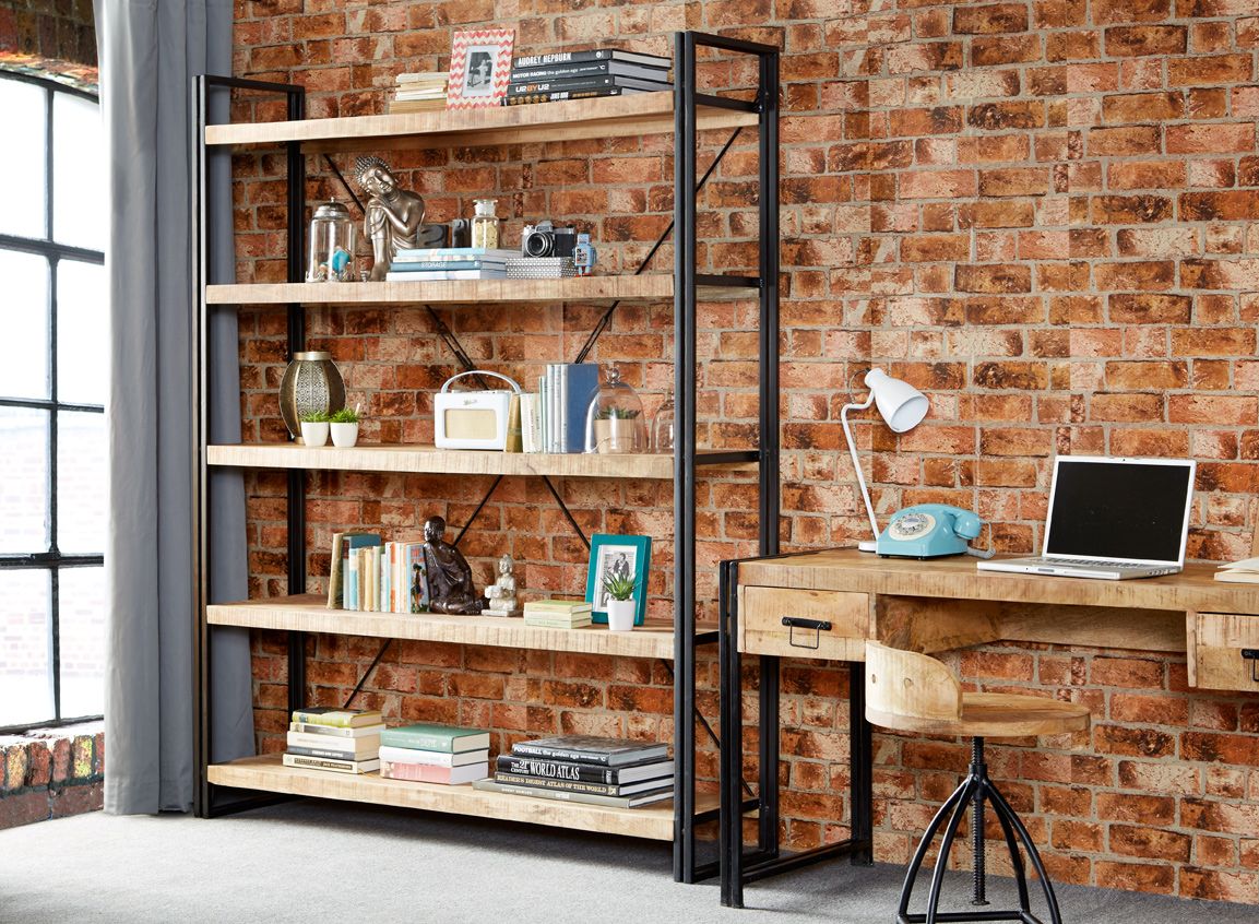 Indian Hub Cosmo Industrial Large Open Bookcase