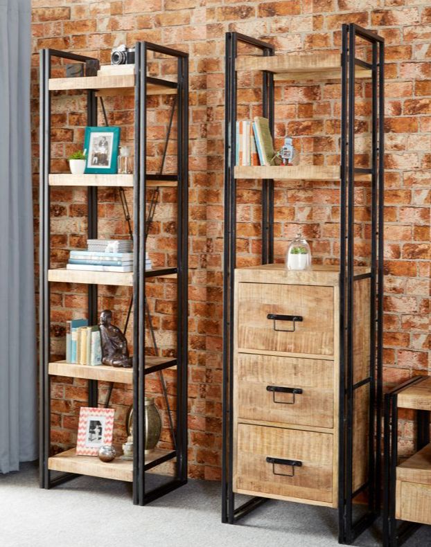 Indian Hub Cosmo Industrial Slim Open Bookcase